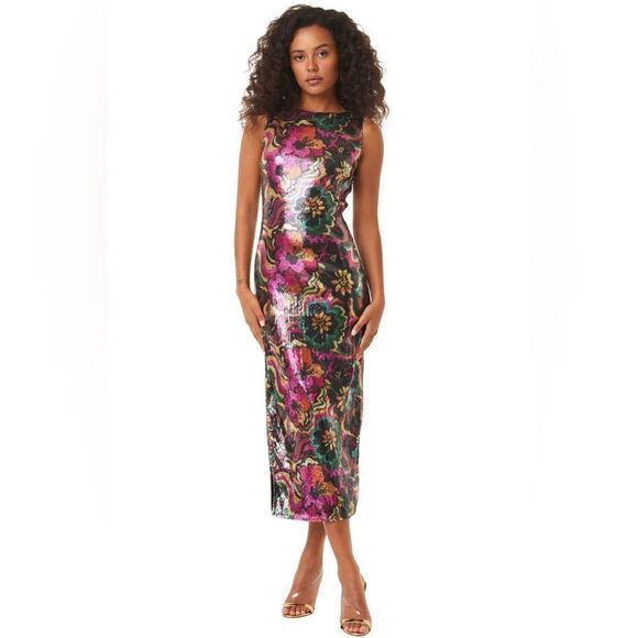 MISA NWT Nakia Floral Grove sequin dress - M/L - Picture 4 of 12